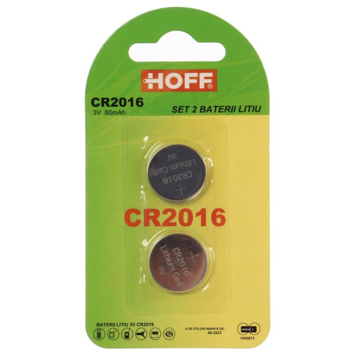 Baterie Hoff CR2016, 3V, litiu, 2 buc