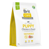 Brit Care Sustainable Puppy, XS-XL, Pui și Insecte, hrană uscată c&acirc;ini junior, sistem digestiv, 3kg