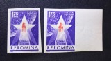 Rom&acirc;nia (R.P. Rom&icirc;na) 1963 Sonda Spațială "Luna-4" Valoarea de 1.75 Lei Nedantelată / Imperforată Lot 2v MNH (incl. piesa cu Margine de Coală) - A90