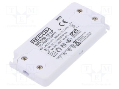 Alimentator pulsatoriu LED 6W 12VDC 500mA RECOM IP20 foto