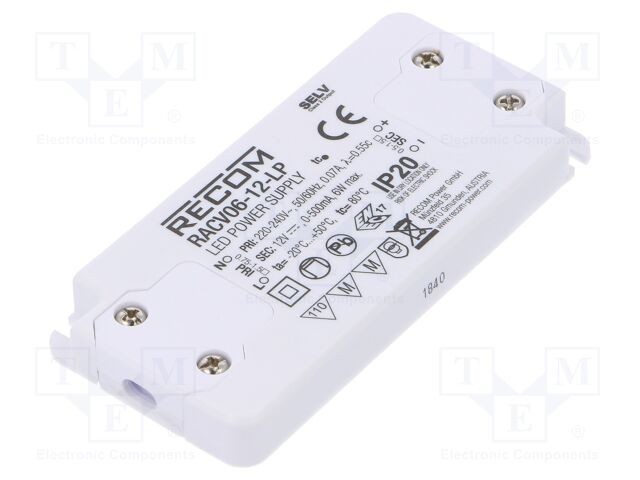 Alimentator pulsatoriu LED 6W 12VDC 500mA RECOM IP20