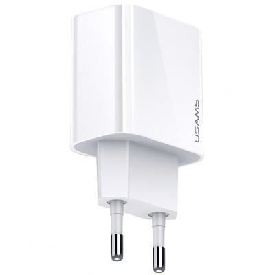 Incarcator Retea USB Usams T34, 1 X USB Tip-C, Quick Charge, 20W, Alb CC118TC01 foto