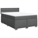 Cumpara ieftin Pat box spring cu saltea, gri inchis, 140x200 cm, textil