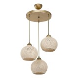 Cumpara ieftin Lustra cu trei lumini PWL-1121, E27 crem-auriu, 40x75 cm