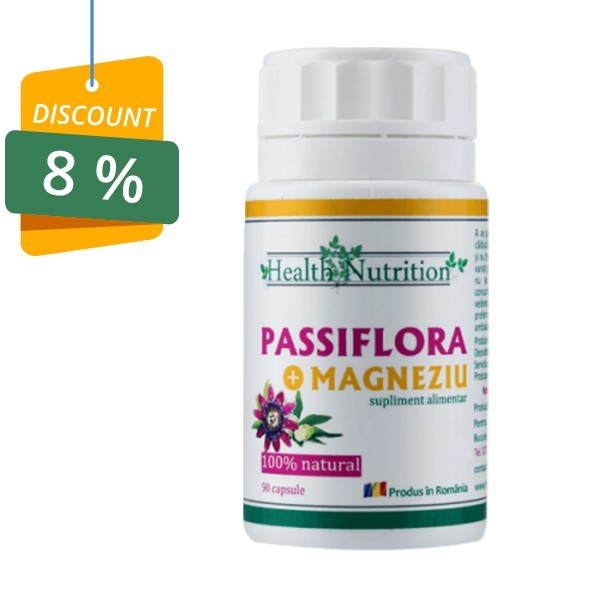 Passiflora cu Magneziu 100% naturala, 90 capsule Passiflora cu Magneziu 100% naturala, 90 capsule
