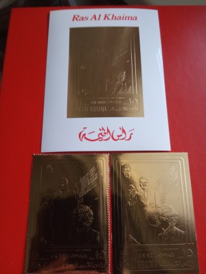 RAS AL KHAIMA, SPACE KENNEDY - MNH GOLD PERF./IMPERF. foto