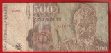 (2) BANCNOTA ROMANIA - 500 LEI 1991BRANCUSI, EROARE - APRILID - MAI RARA