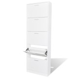vidaXL Pantofar Alb 5 Compartimente Lemn 59x17x169cm Dulap Pantofi Hol Depozitare 15 Perechi