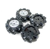 Set 4 roti Mecanum, negre, de 80 mm, cuplaj 6.7mm