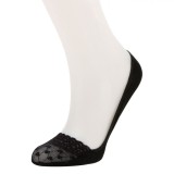 șosete Fără Cusături, Balerini, Pernuțe Gel, Dantelă, Negru, One Size