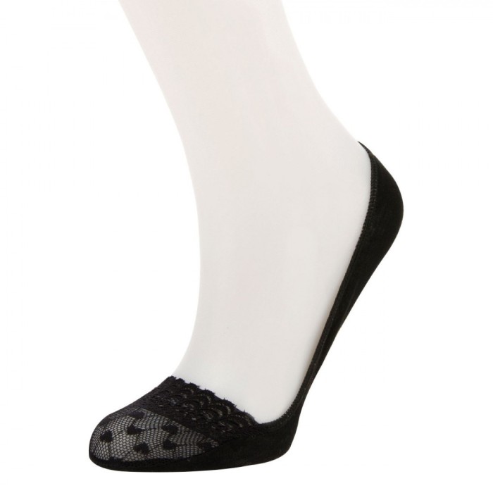 șosete Fără Cusături, Balerini, Pernuțe Gel, Dantelă, Negru, One Size