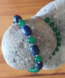 Colier magnific, aventurin, hematit, lapis lazuli și argint