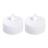 Cumpara ieftin Set 2 lumanari decorative LED albe 3.7 x 3.8 cm, lumina galbena, flacara transparenta, baterii AG4 incluse, decor fara foc pentru interior si petrecer