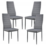 Scaune bucatarie Dolly set 4 buc metal/textil gri [en.casa] HausGarden Leisure