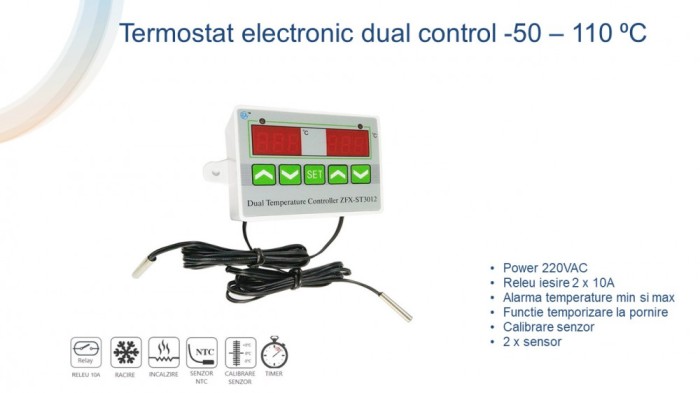 Termostat doua sonde 220V