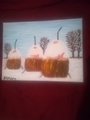 TABLOU PE PANZA CU SASIU NOU 30X40 CM PEISAJ DE IARNA PRET DOAR 20 LEI