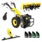 ProGARDEN Pachet Campo U12E Motocultor 12CP + BC120M Bara cosire 120cm + Roata sustinere + FT90 Freza tractata 90cm + 4L Ulei