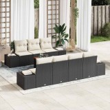 Cumpara ieftin Set de canapele pentru grădină cu pernă 8 pcs Negru Rattan poli