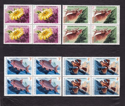 ROMANIA 1984 LP 1096 PROTEJAREA MEDIULUI INCONJURATOR BLOCURI DE 4 MNH foto