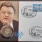 GERMANIA - FDC SI MONEDA - 2 MARK 1990, LIT. J, FRANZ-JOSEF STRAUSS, STARE PROOF