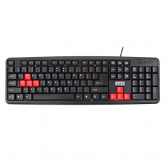 Tastatura Corona IT1017 PS2 Intex, Negru/Rosu foto