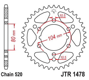 Pinion spate 40 dinti pas lant 520 &ndash; ATV Polaris Trail Blazer 250 (96-06) - Trail Blazer 330 (08-11) - Trail Boss (03-11) - Scrambler 500