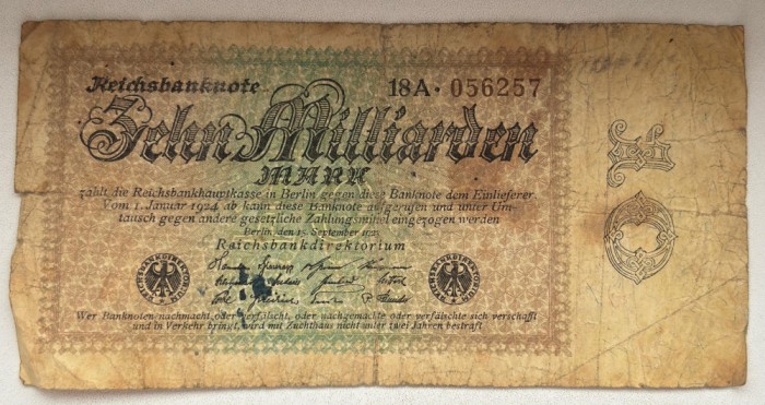 Bancnota - Germania - 10 Miliarde Mark 1923 - Rara