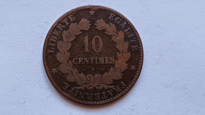 Franta -10 Centimes 1874 K foto