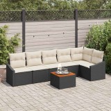 VidaXL Set de canapea pentru grădină 7 pcs Negru, alb 55 x 55 x 37 cm