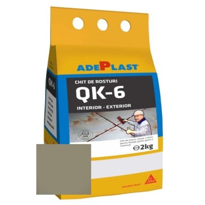 Chit de rosturi gresie si faianta Quarz Kit 6 GRI PETROL, flexibil, aquastatic, 2-6mm, 2kg, Adeplast foto