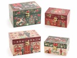 Cumpara ieftin Set 4 cutii decorative Craciun lemn 20x14x12 cm, 16x11x9 cm