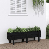 Strat &icirc;nălțat de grădină, negru, 121x30x38 cm, lemn masiv pin, vidaXL