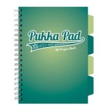 Caiet B5 cu spira si separatoare Pukka Pad Project Book, 200 file, matematica, verde