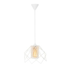 Pendul Decorativ, metal Alb si sticla, 1 bec E27, Kontes 60W foto