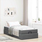 VidaXL Cadru de pat cu saltea Gri &icirc;nchis 90 x 200 cm țesătură 3399460