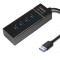 HUB extern SPACER, porturi USB: USB 3.0 x 4, conectare prin USB 3.0, 1m lungime cablu, negru, 45507057 &quot;SPH-4USB30-01&quot; (timbru verde 0.8 lei)