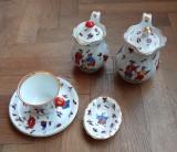 Set de cafea din porțelan Karlsbad cu motiv asiatic, din 1900