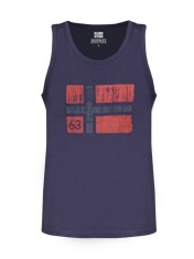 Maiou barbati, cu imprimeu cu logo, Regular fit, Bleumarin (Marime: L) foto