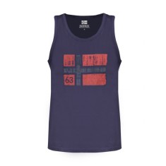 Maiou barbati, cu imprimeu cu logo, Regular fit, Bleumarin, M