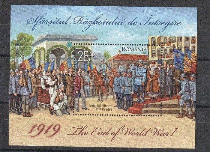 Istorie -100 ani de la sf&acirc;rșitul războiului de intregire, coliță, 2019, LP 2246, MNH