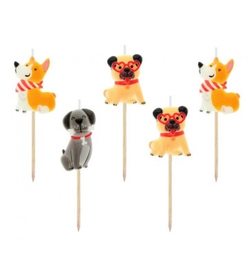 Set 5 Lumanari Tort Model Caini Pentru Petreceri foto