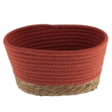 Coș Mediu Rectangular Bumbac / Iarba De Mare 21X13X12 Cm &ndash; Cărămiziu / Bej | Organizatoare Baie