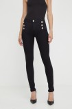 Morgan pantaloni femei, culoarea negru, mulata, medium waist