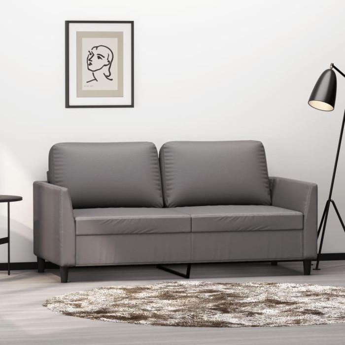 vidaXL Canapea cu 2 locuri, gri, 140 cm, piele ecologică 359335