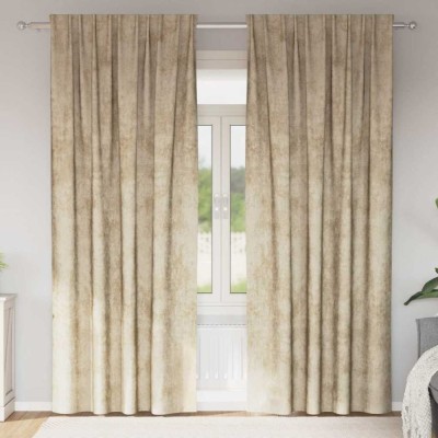 vidaXL Draperie cu perdele 2 pcs Crem 260 x 140 cm Catifea 4107702 foto