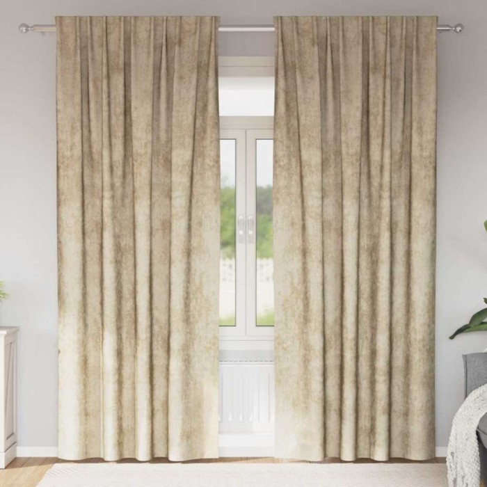 vidaXL Draperie cu perdele 2 pcs Crem 260 x 140 cm Catifea 4107702