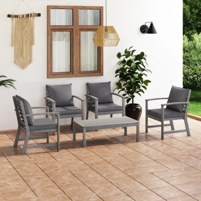 Gossi set mobilier gradina cu perna, 5 piese, gri, lemn masiv acacia foto