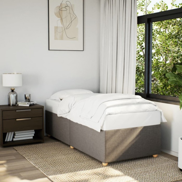 Cadru de pat fără saltea, gri taupe, 100x200 cm, textil