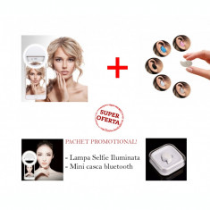 Lampa LED selfie pentru telefon + Mini Casca Bluetooth foto