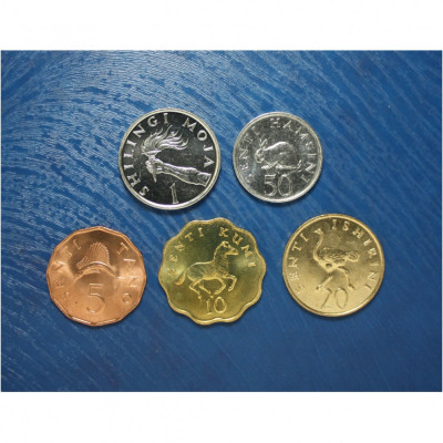Tanzania lot 5 monede 1976 - 1992 UNC foto